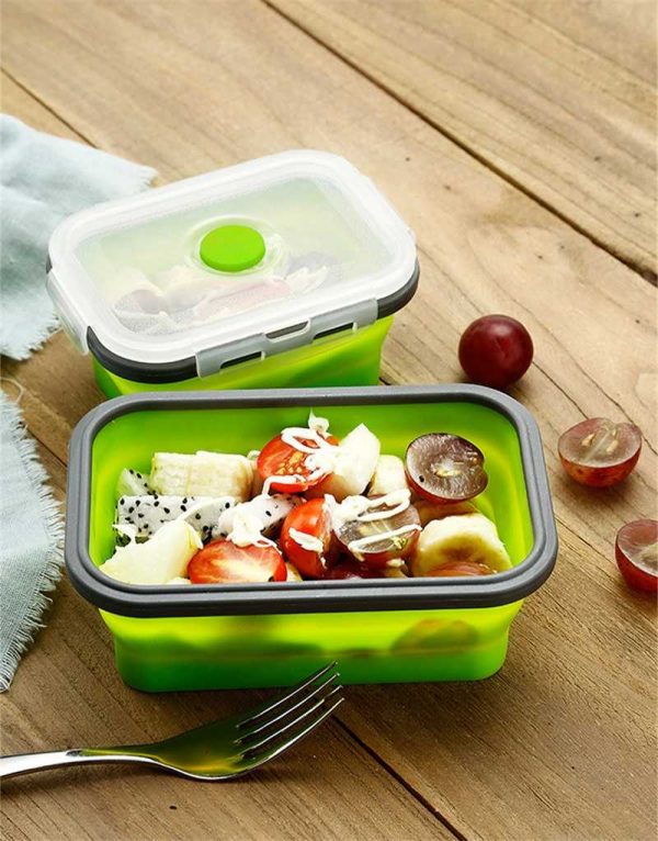 Silicone caixa de almoço dobrável silicone recipientes de armazenamento de alimentos microondas eco-friendly seguro bento dobrável lancheira lonchera